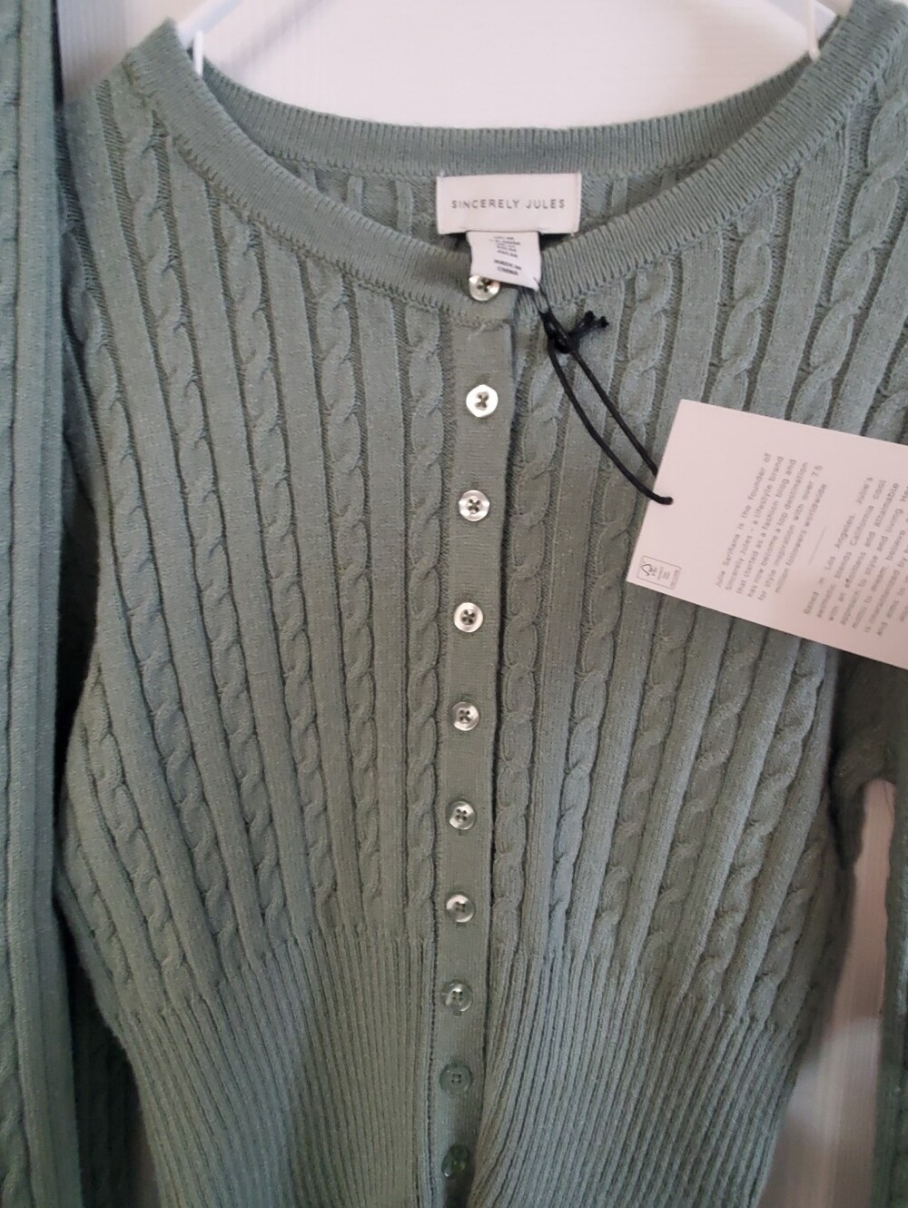 SINCERELY JULES NWT. LOUNGEWEAR SET. MED. CABLE KNIT. SAGE MINT GREEN. - Picture 6 of 10